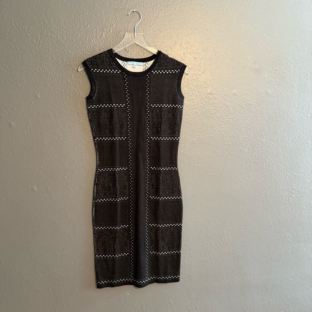 Antonio Melani Black Bodycon Dress Cut-out Overlay Size XS